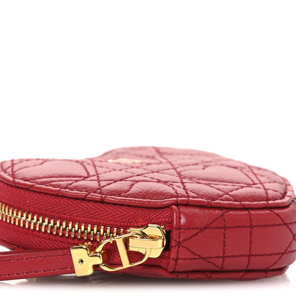 Christian Dior Calfskin Cannage Dioramour Caro Heart Pouch With Chain Bright Red 9 of 11