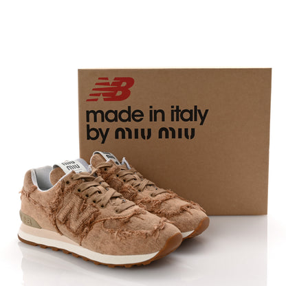 Miu Miu X NEW BALANCE Denim Marmorizzato 574 Sneakers 38.5 Cognac 10 of 10