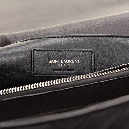 Saint Laurent Sheepskin Matelasse Chevron Monogram Large College Bag Light Coal 9 of 10