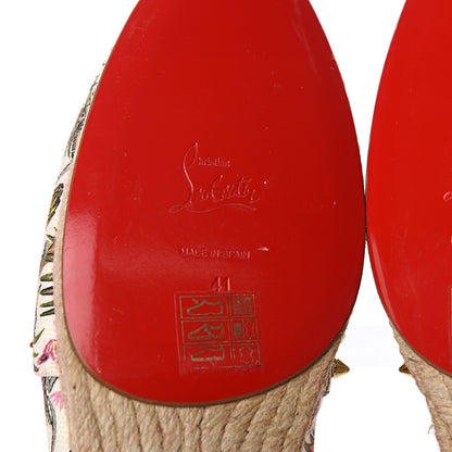 Christian Louboutin Canvas Loubi Jungle Print Ares Spikes Flat Espadrilles 41 Ivory 6 of 9
