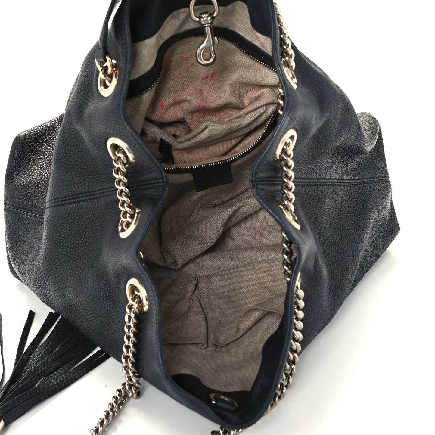 Pebbled Calfskin Medium Soho Chain Shoulder Bag Black
