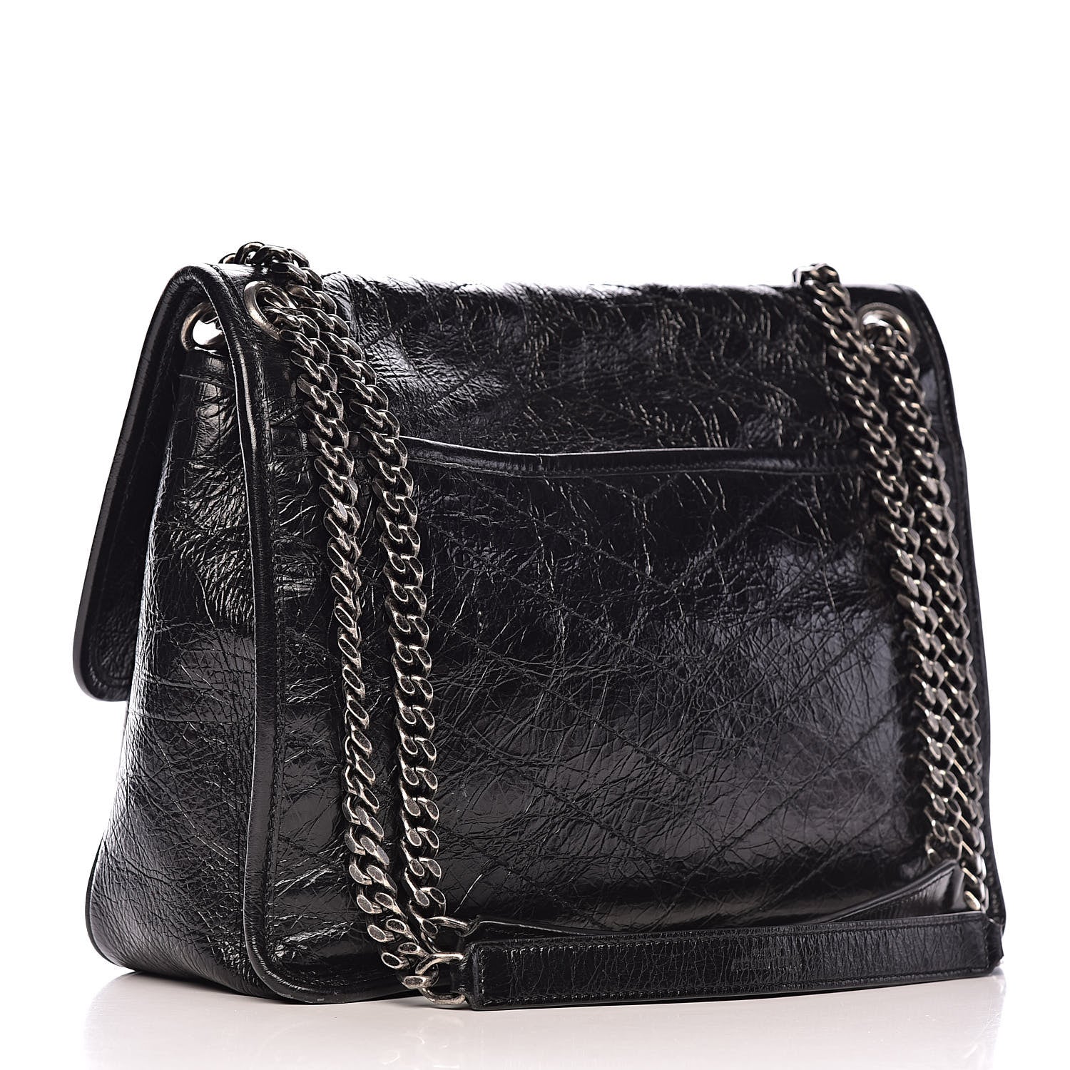 Saint Laurent Crinkled Calfskin Matelasse Monogram Medium Niki Chain Satchel Black 3 of 11