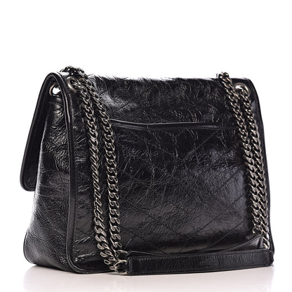 Saint Laurent Crinkled Calfskin Matelasse Monogram Medium Niki Chain Satchel Black 3 of 11