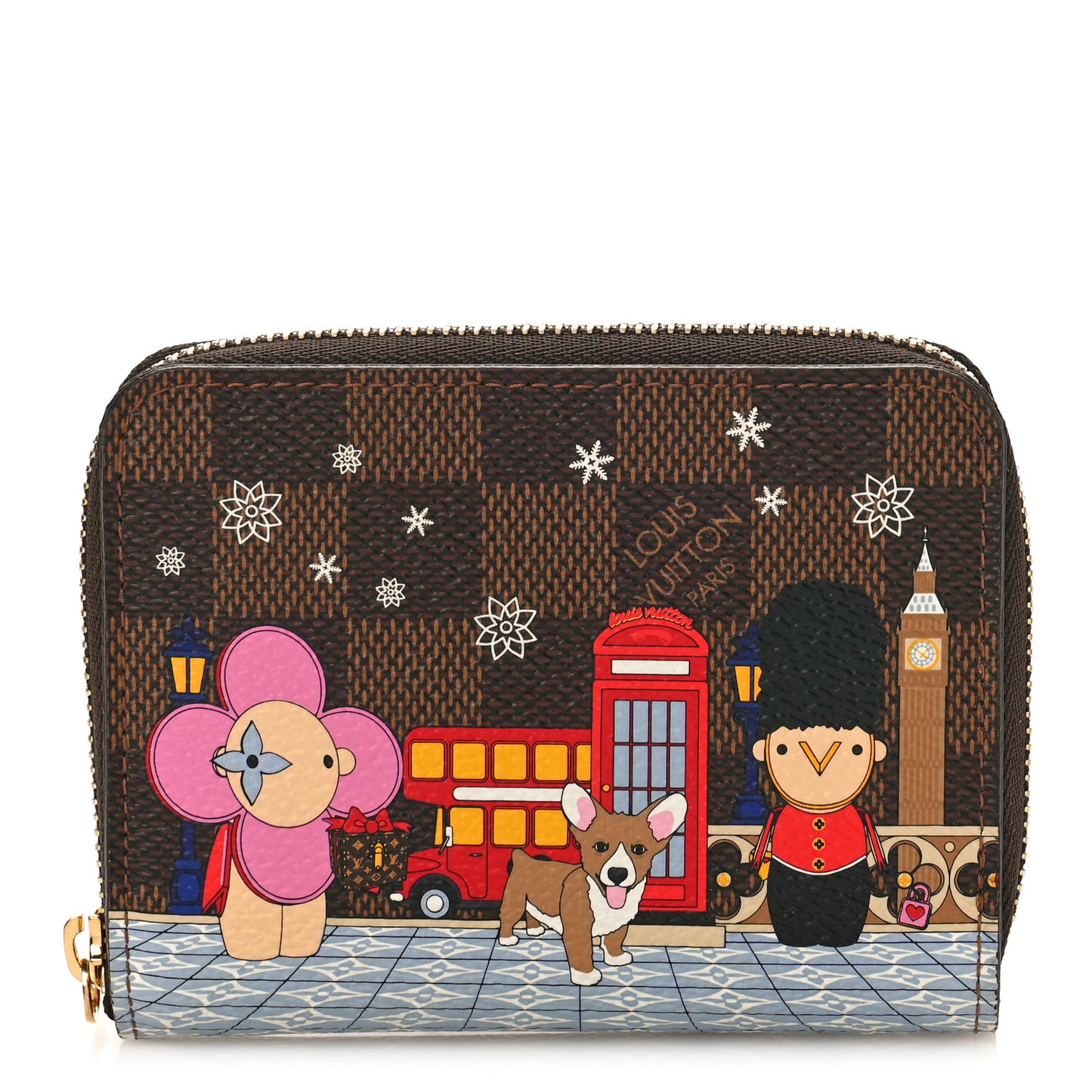Damier Ebene 2021 Christmas Animation London Zippy Coin Purse Red