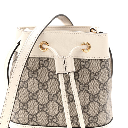 Gucci GG Supreme Monogram Textured Calfskin Web Mini Ophidia Bucket Bag Beige Ebony Mystic White 8 of 10