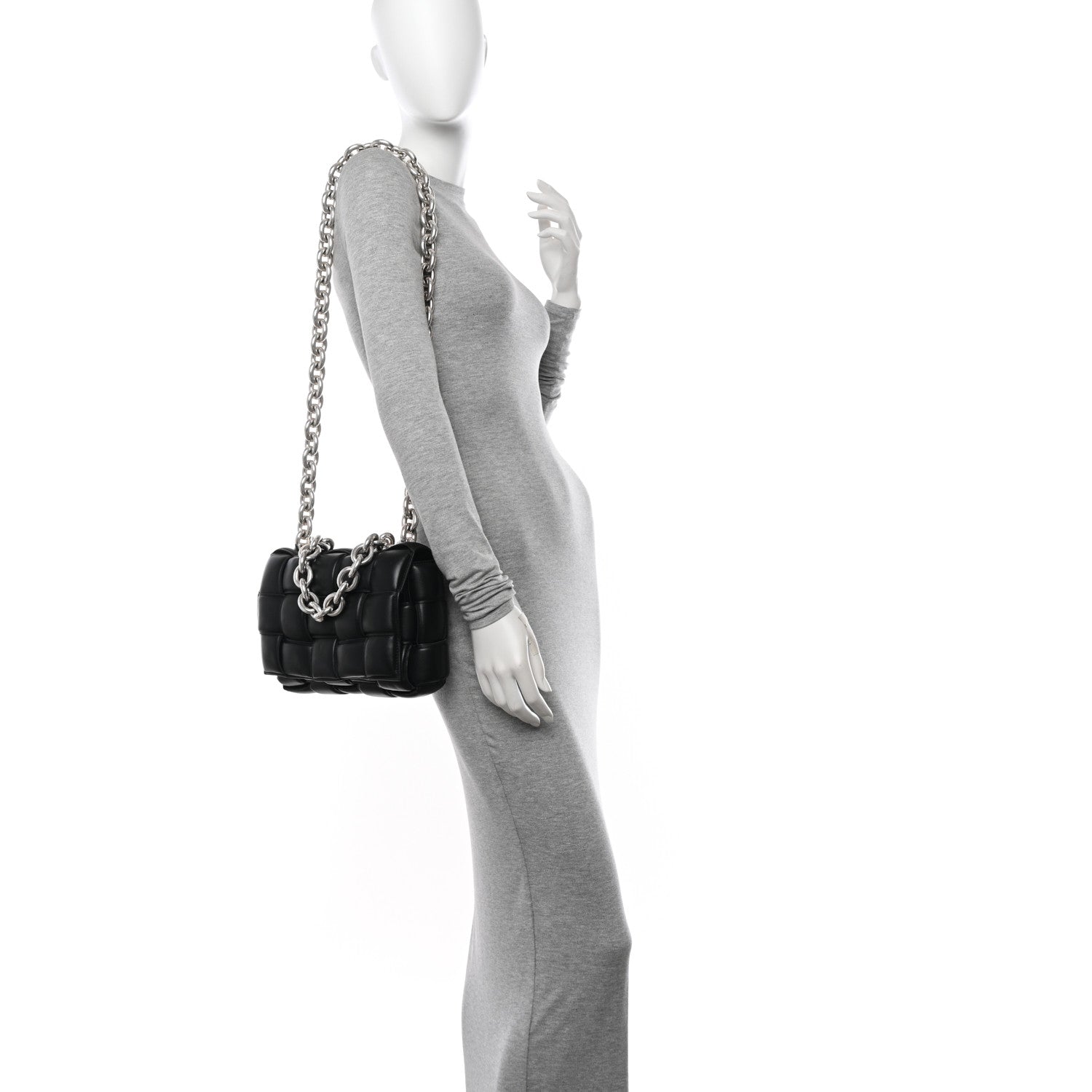 Bottega Veneta Lambskin Maxi Intreccio Padded Chain Cassette Crossbody Bag Black 2 of 10