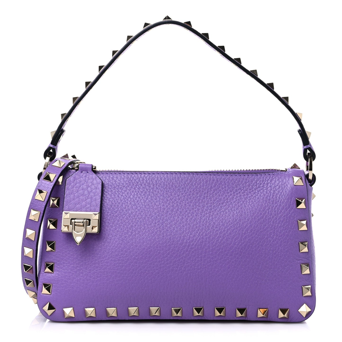 Pebbled Calfskin Small Rockstud Flip Lock Shoulder Bag Glicine
