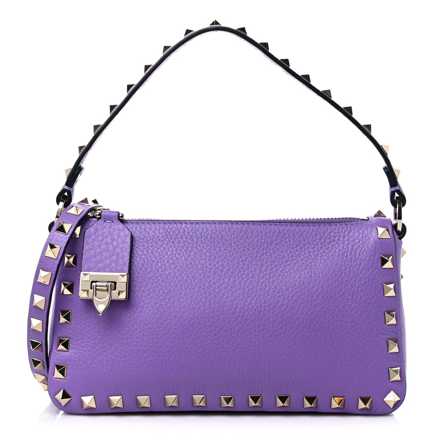 Valentino Garavani Pebbled Calfskin Small Rockstud Flip Lock Shoulder Bag Glicine 1 of 8