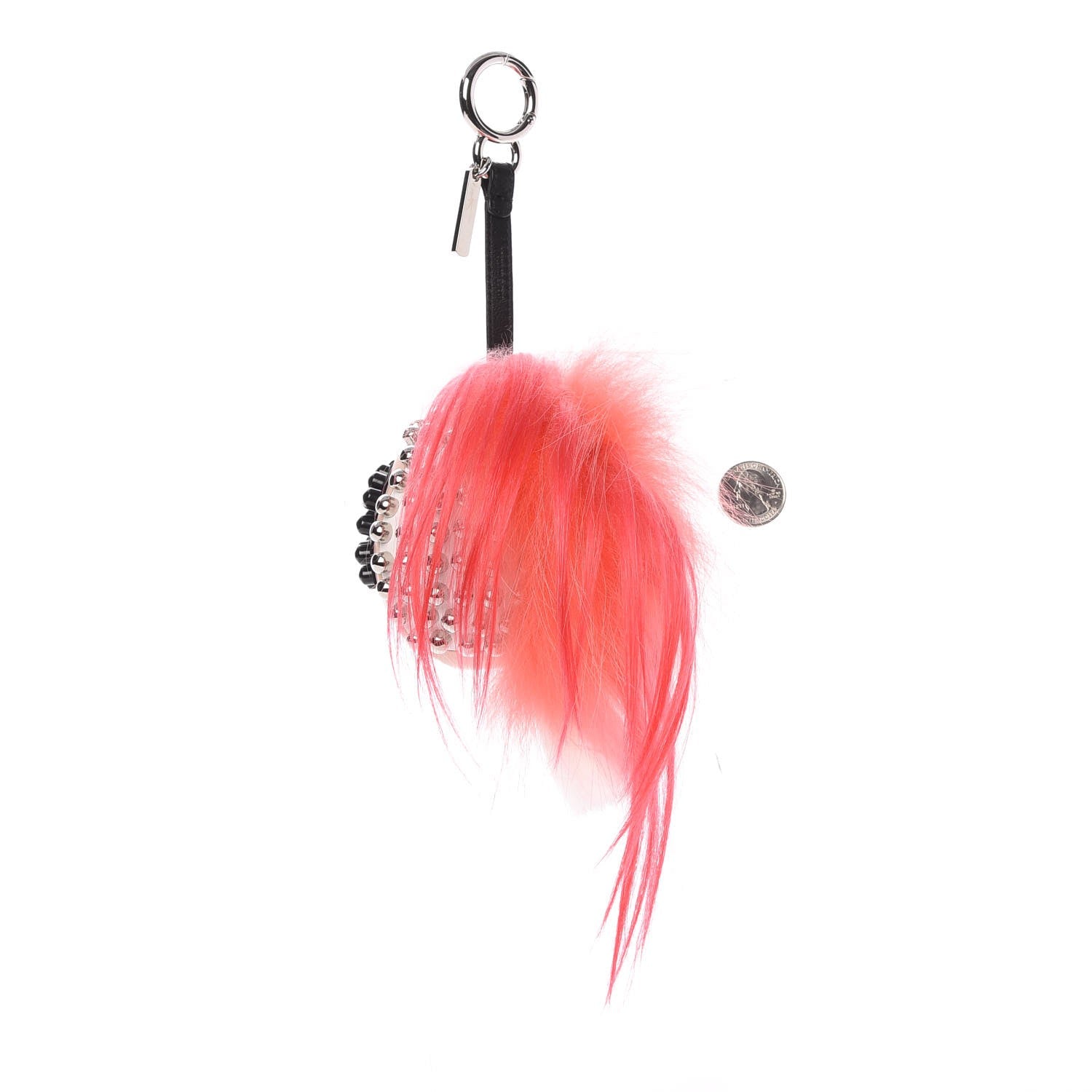 Fendi Lambskin Goat Fur Studded Punkarlito Bag Charm Azalea 2 of 5
