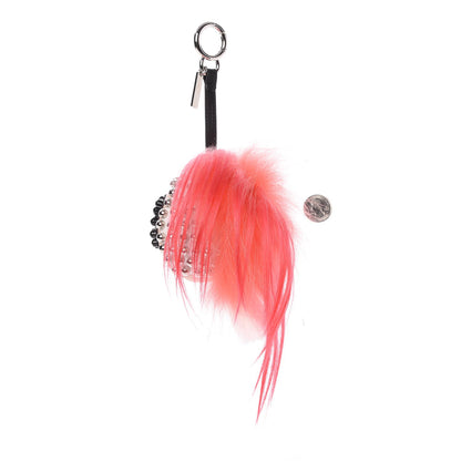 Fendi Lambskin Goat Fur Studded Punkarlito Bag Charm Azalea 2 of 5