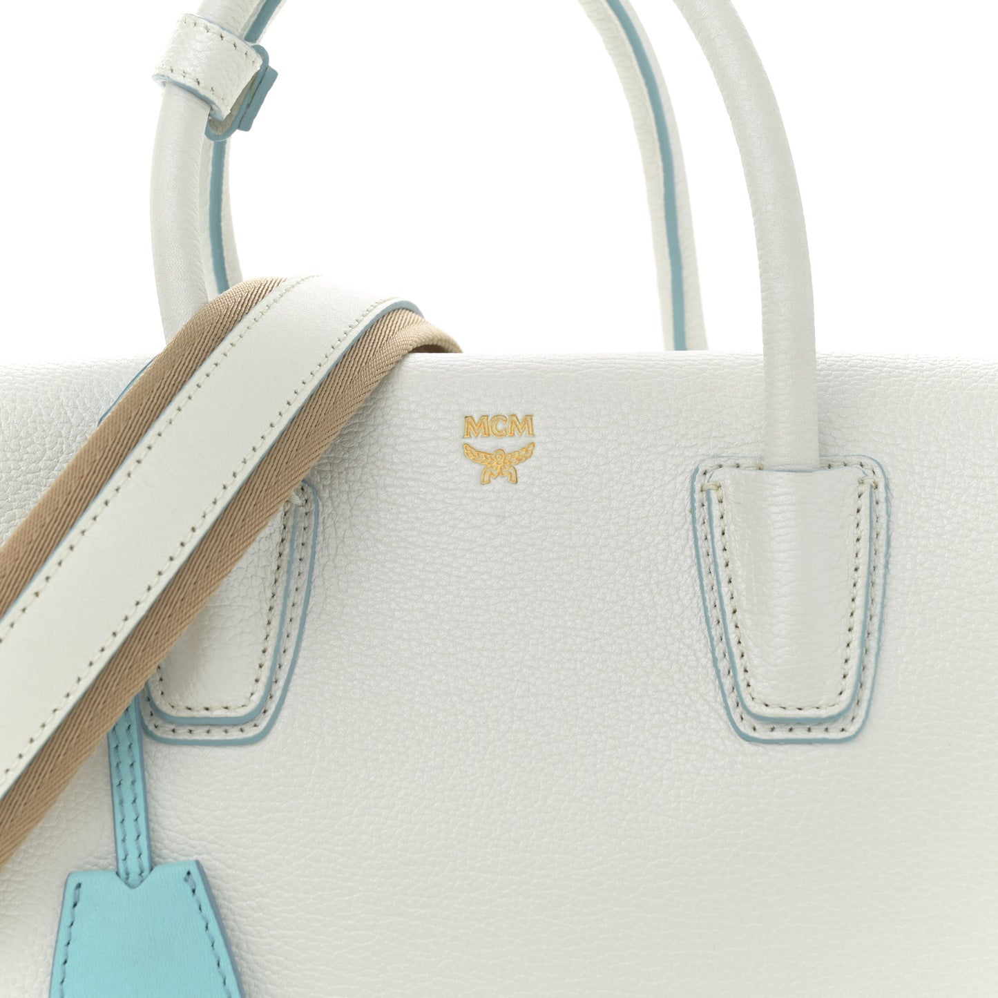 Grained Calfskin Medium Milla Tote White Flake