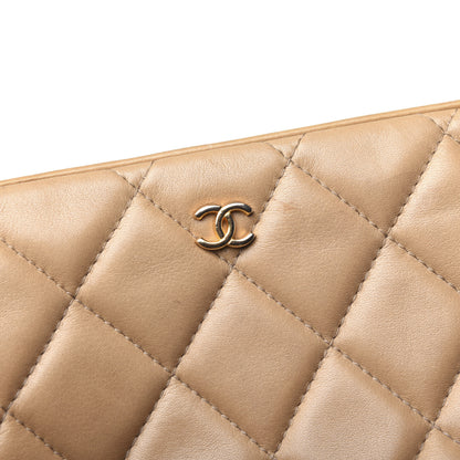 Chanel Lambskin Quilted Cosmetic Zip Pouch Beige 13 of 21
