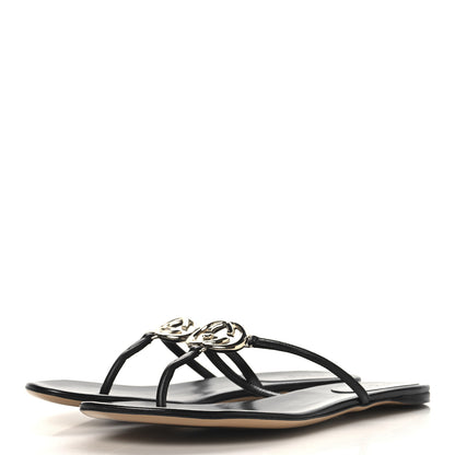 Gucci Lifford Calfskin Interlocking G Thong Sandals 36.5 Black 4 of 9