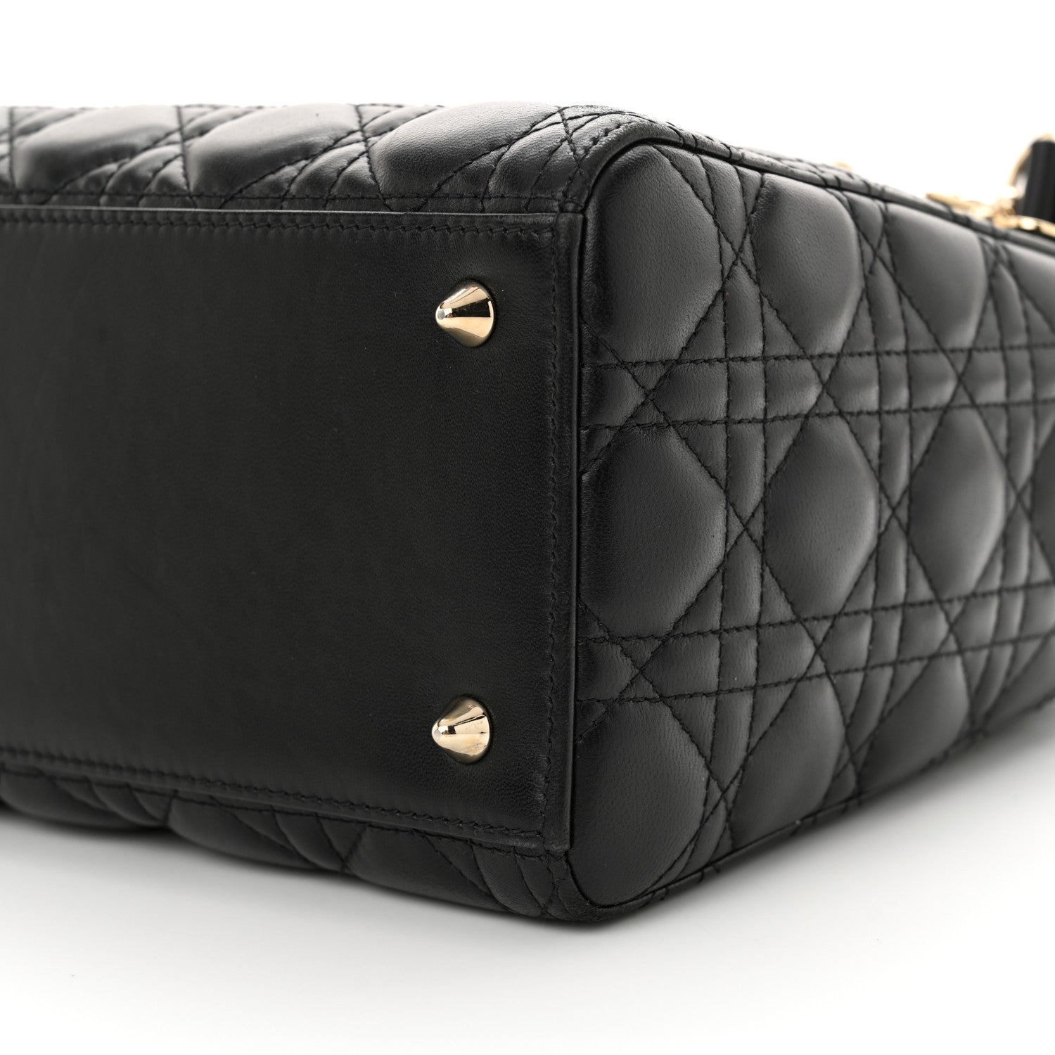 Christian Dior Lambskin Cannage Medium Lady Dior Black 10 of 11