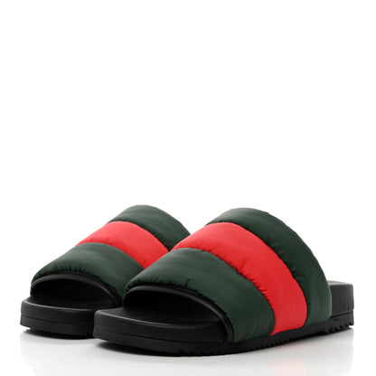 Gucci Nylon Web Womens Slide Sandals 35 Black Green Red 3 of 8