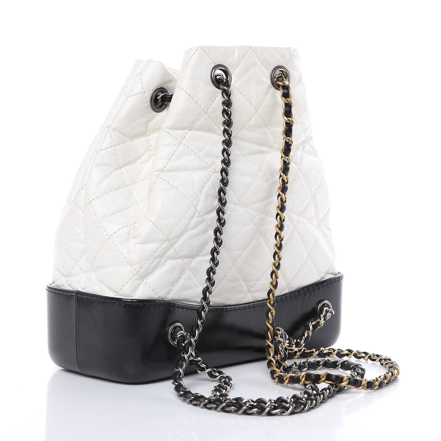 Chanel Aged Calfskin Quilted Small Gabrielle Backpack Black White 3 of 12