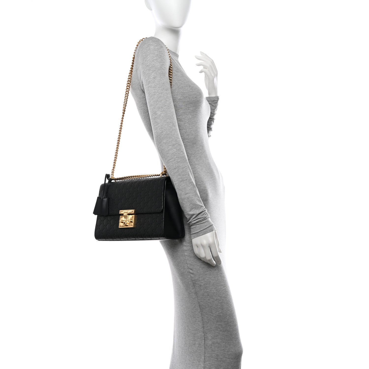 Gucci Guccissima Medium Padlock Shoulder Bag Black 2 of 10