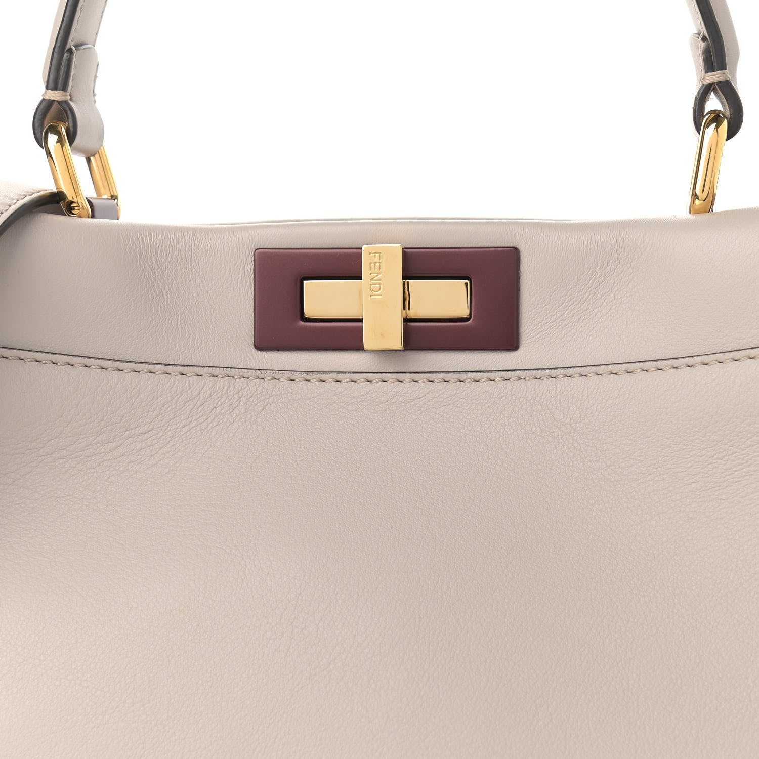 Fendi Vitello Seta Shiny Nappa Medium Peekaboo Iconic Satchel Grigio Polvere Bois de Rose 9 of 13