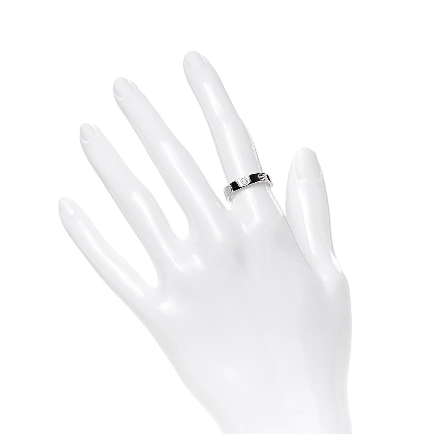 18K White Gold Diamond 4mm LOVE Wedding Band Ring 50 5.25
