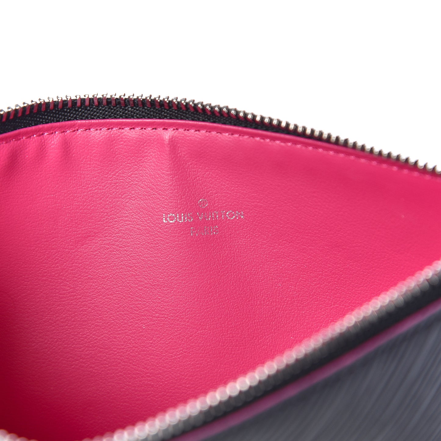 Epi Felicie Chain Wallet Zippered Insert Black Hot Pink