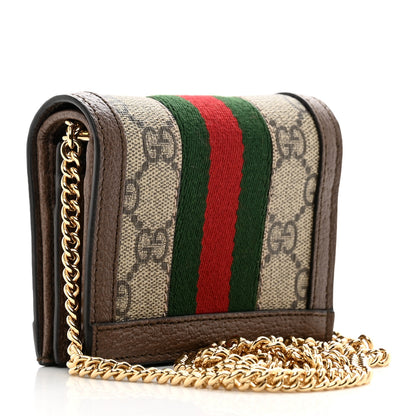 Gucci GG Supreme Monogram Web Ophidia Chain Card Case Wallet Beige New Acero 3 of 8