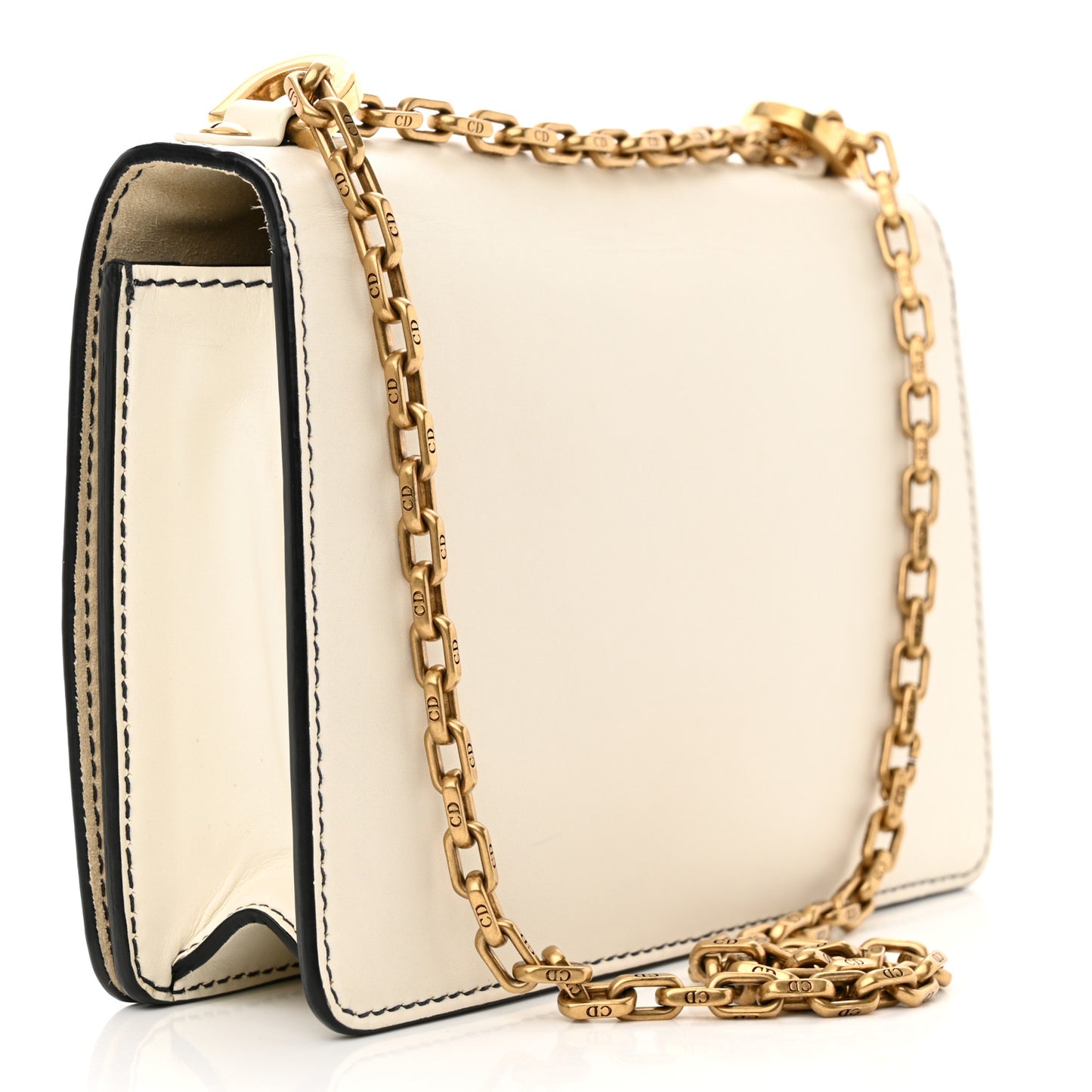 Calfskin J'Adior Chain Flap Bag Off White