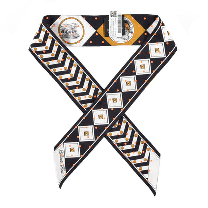 Hermes Silk Colliers Et Chiens Twilly Black Gold White 1 of 4