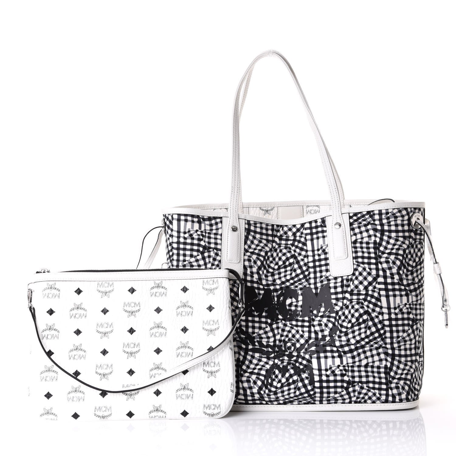MCM Visetos Medium Liz Reversible Shopper Tote White 2 of 13