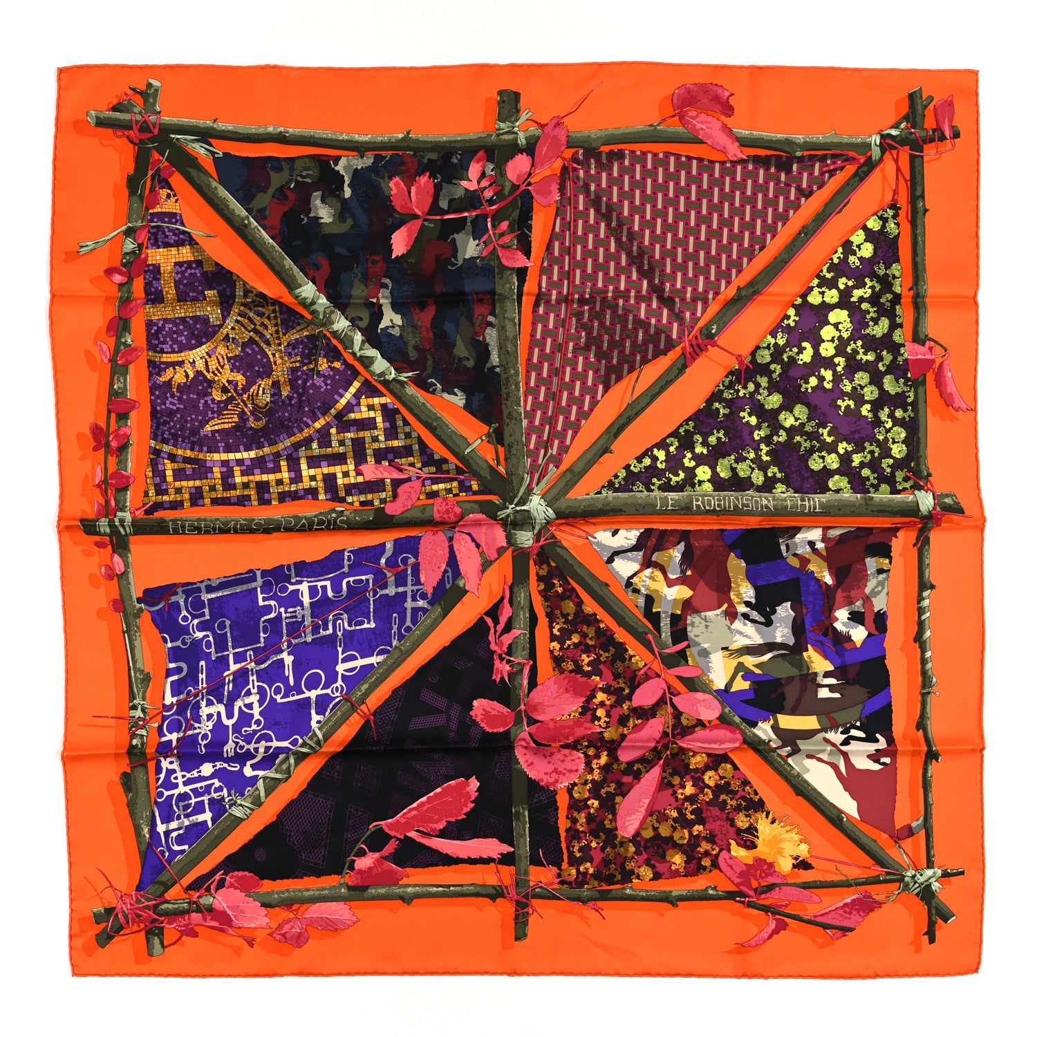 Hermes Silk Le Robinson Chic Scarf 90 1 of 3