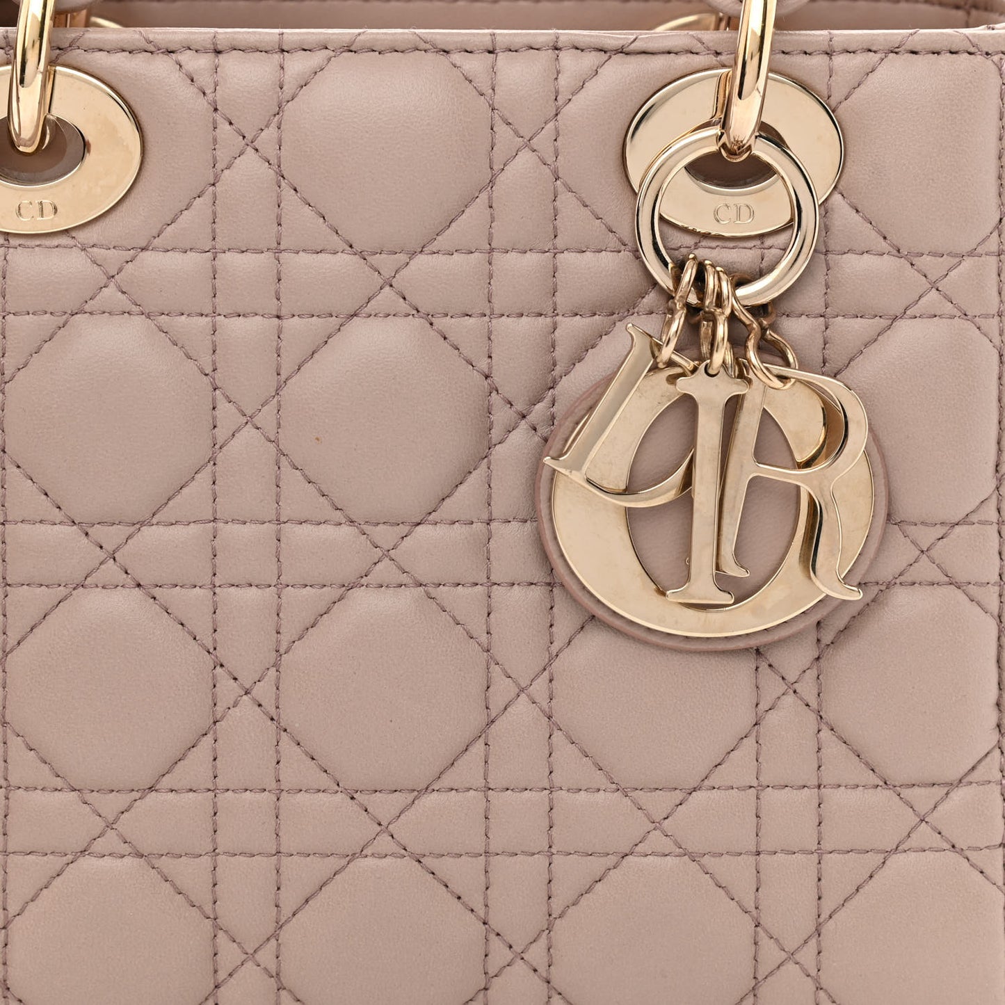 Lambskin Cannage Small Lucky Badges My Lady Dior Taupe