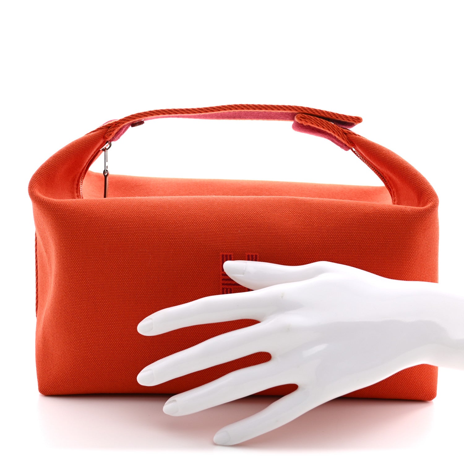 Hermes Canvas Large Bride-A-Brac Pouch Orange Feu Burgundy Orange Feu Burgundy 2 of 6