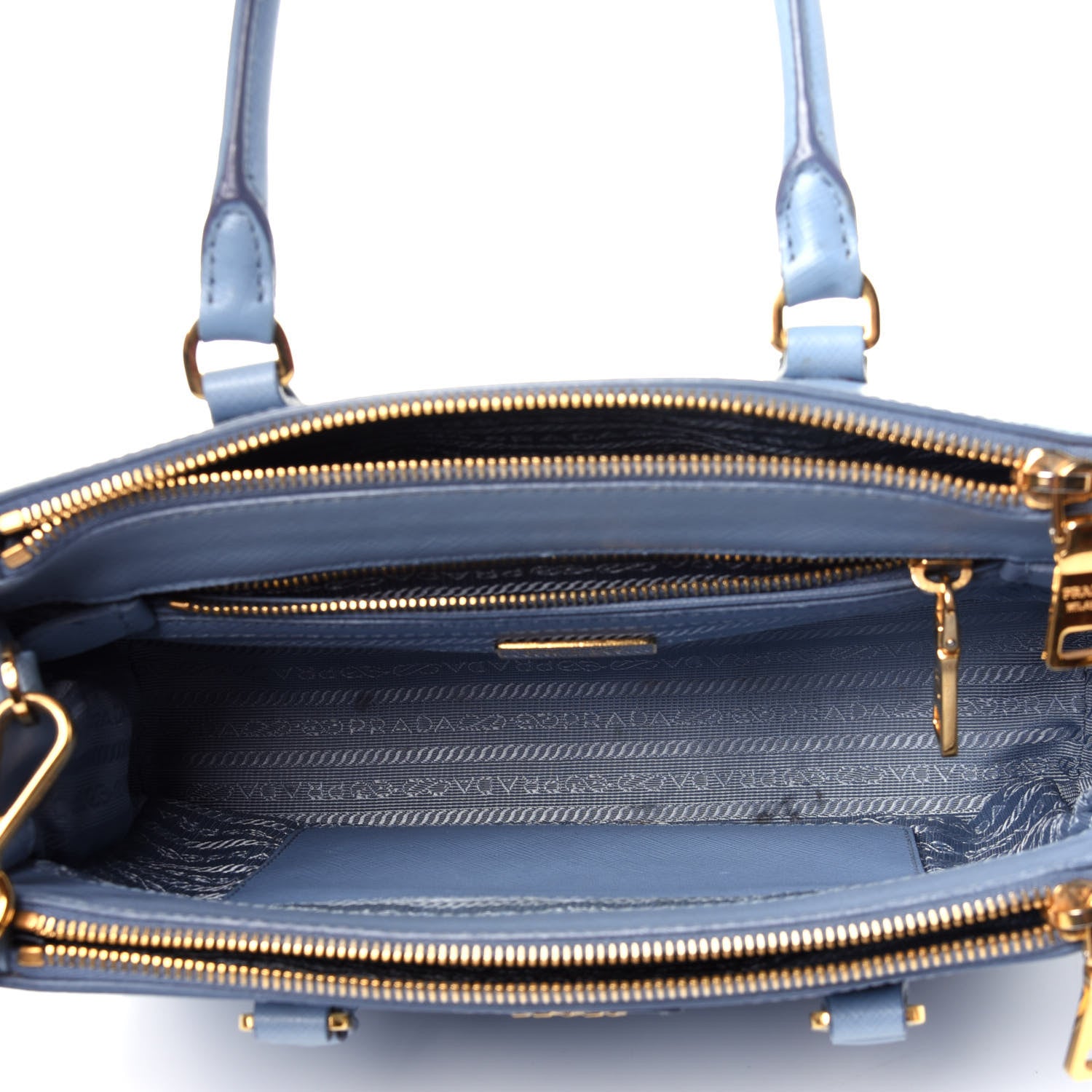 Prada Saffiano Galleria Mini Double Zip Tote Aviazione 6 of 11