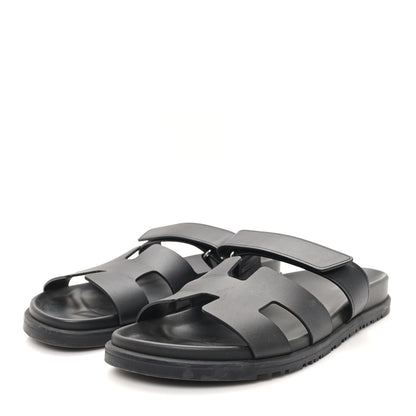 Hermes Calfskin Womens Chypre Sandals 40.5 Black 4 of 10