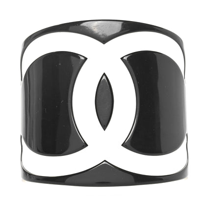 Chanel Resin CC Wide Cuff Black White 1 of 3