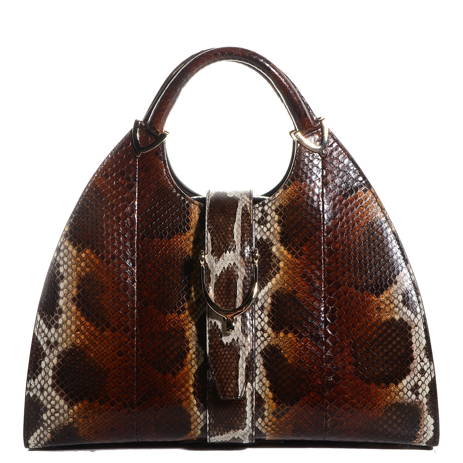 Gucci Python Stirrup Medium Top Handle Bag Brown 1 of 8