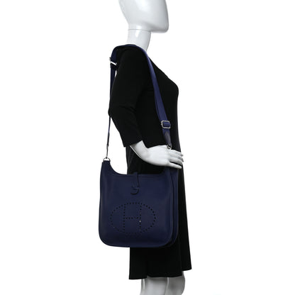 Hermes Taurillon Clemence Evelyne III PM Bleu Encre 2 of 9