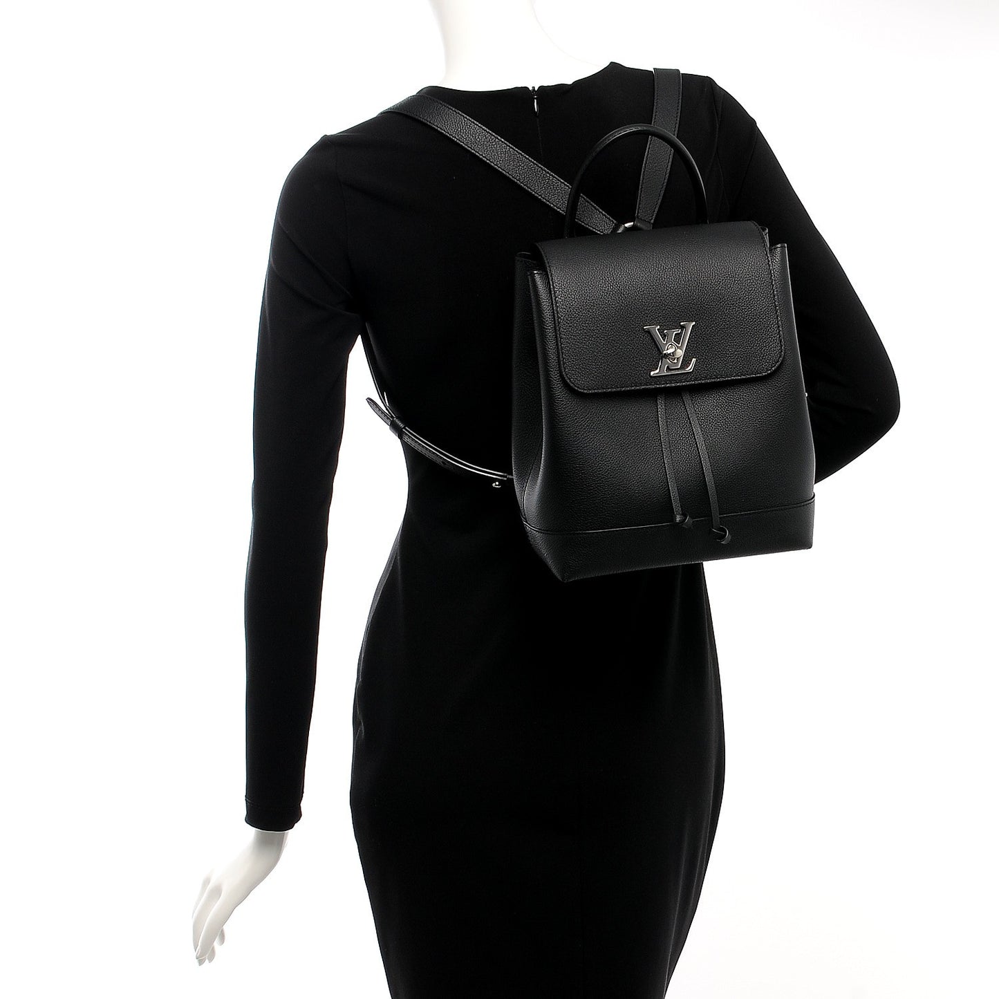 Calfskin Lockme Backpack Black