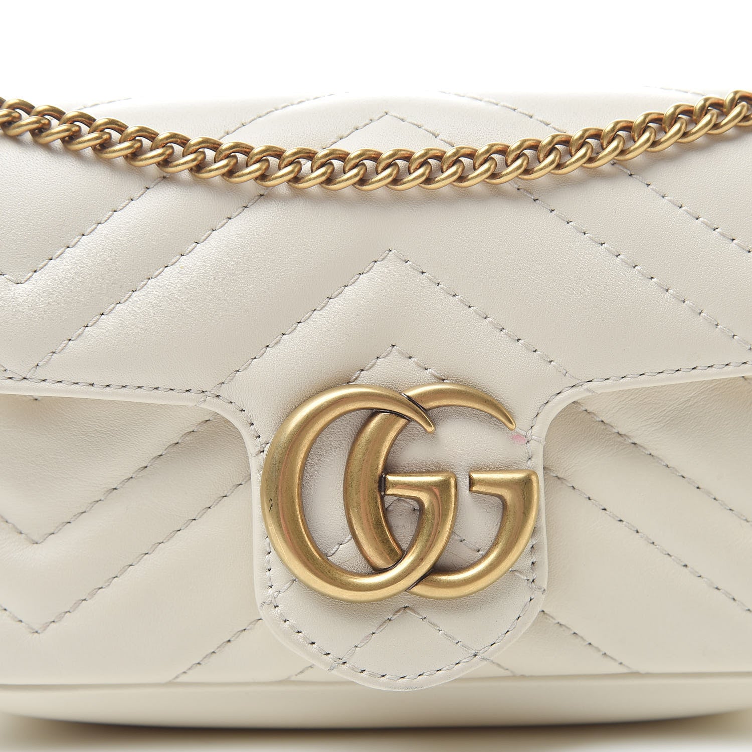 Gucci Calfskin Matelasse Super Mini GG Marmont Shoulder Bag White 8 of 16