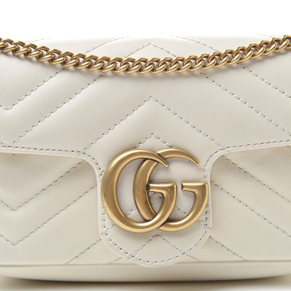 Gucci Calfskin Matelasse Super Mini GG Marmont Shoulder Bag White 8 of 16