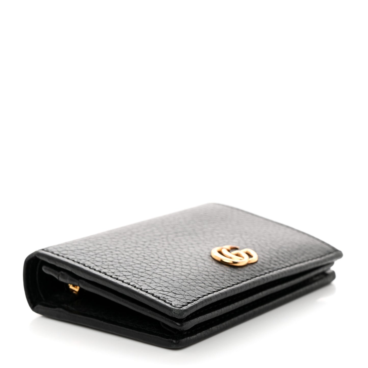 Pebbled Calfskin GG Marmont Card Case Black