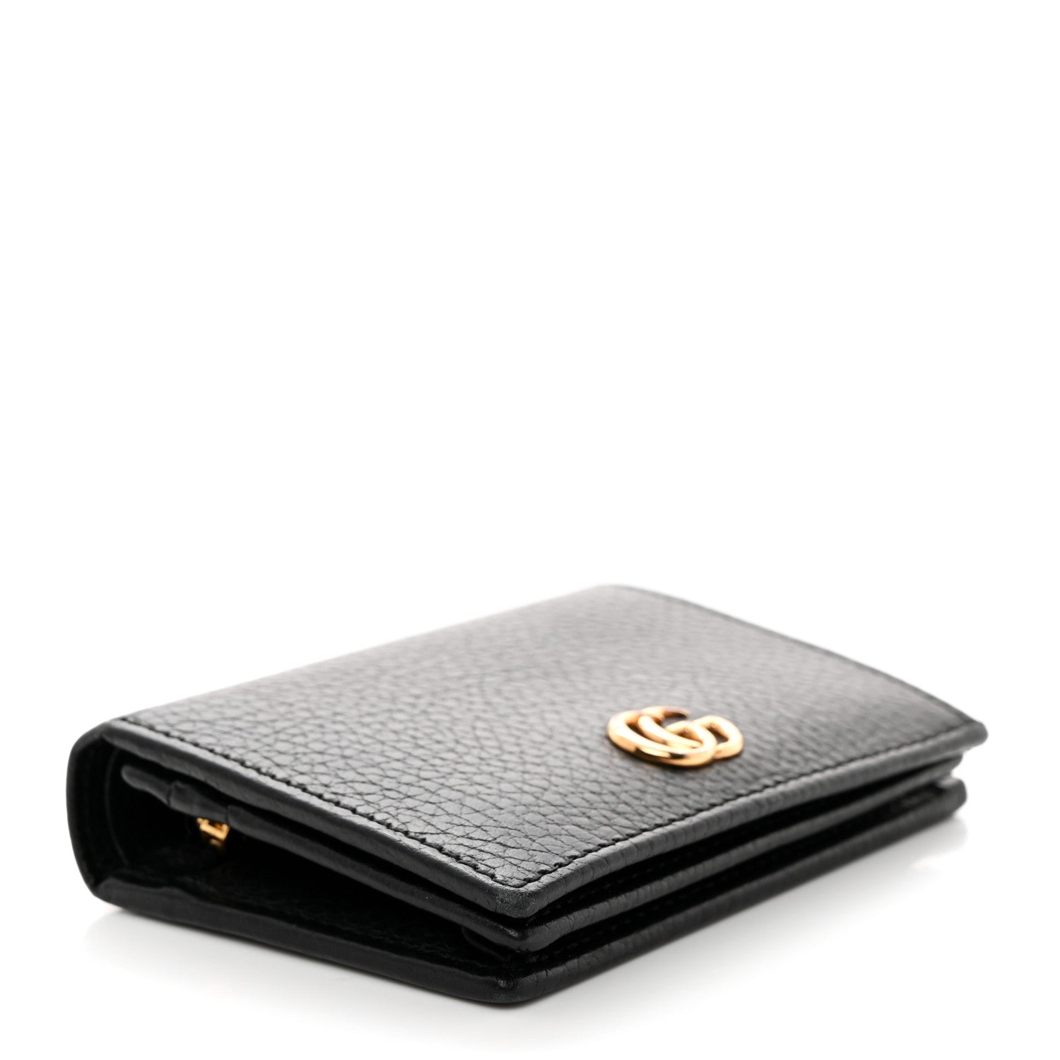 Gucci Pebbled Calfskin GG Marmont Card Case Black 4 of 8
