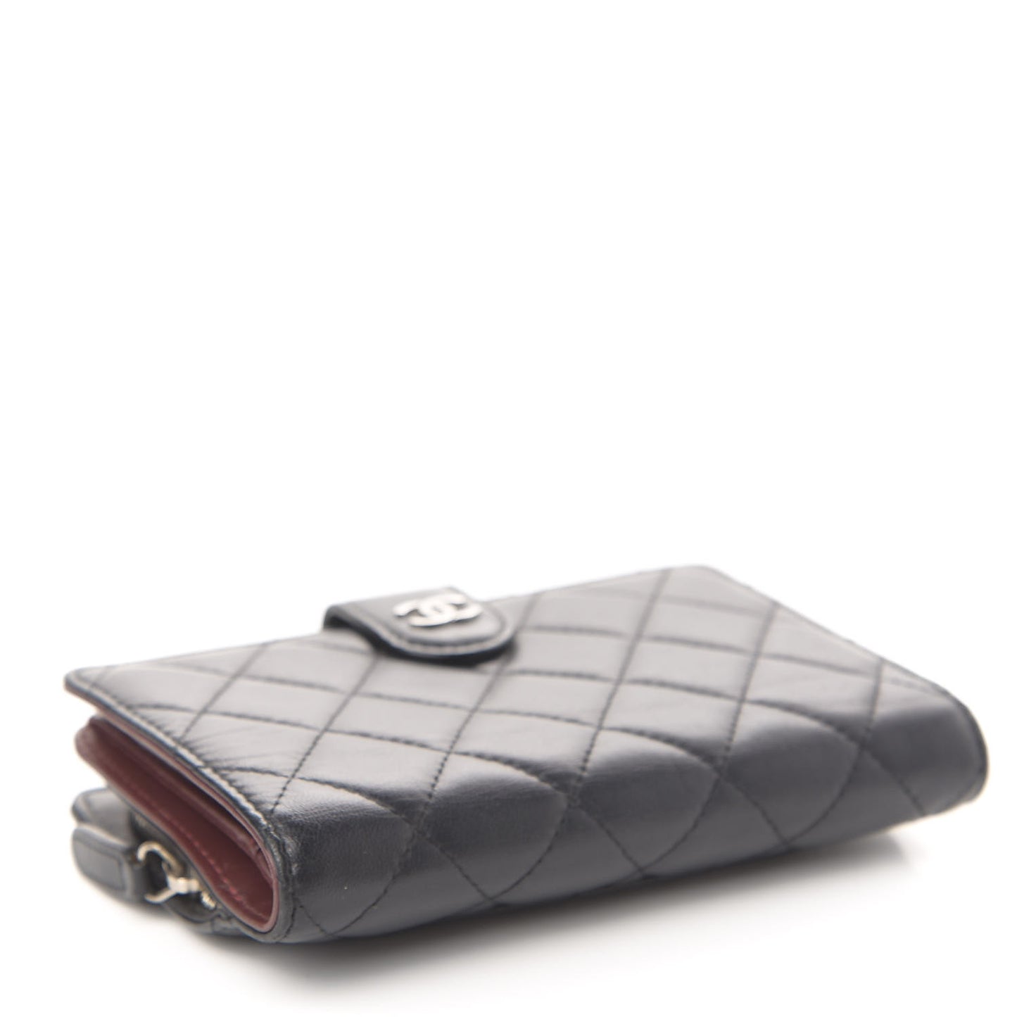 Lambskin Quilted Zipped Pocket Wallet Black