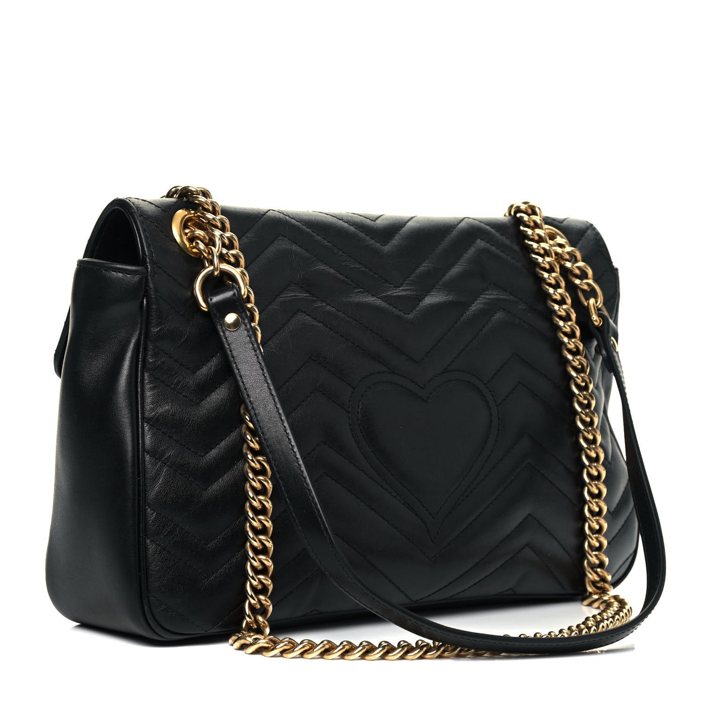 Calfskin Matelasse Medium GG Marmont Shoulder Bag Black