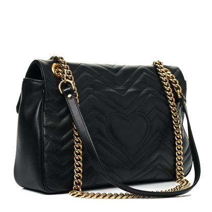 Gucci Calfskin Matelasse Medium GG Marmont Shoulder Bag Black 3 of 9