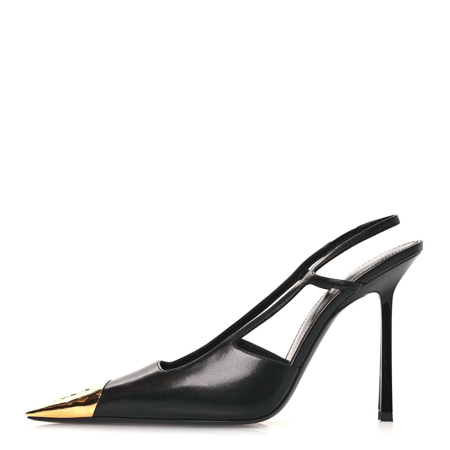Saint Laurent Smooth Calfskin Jeanne 110 Slingback Pumps 38 Black 1 of 11