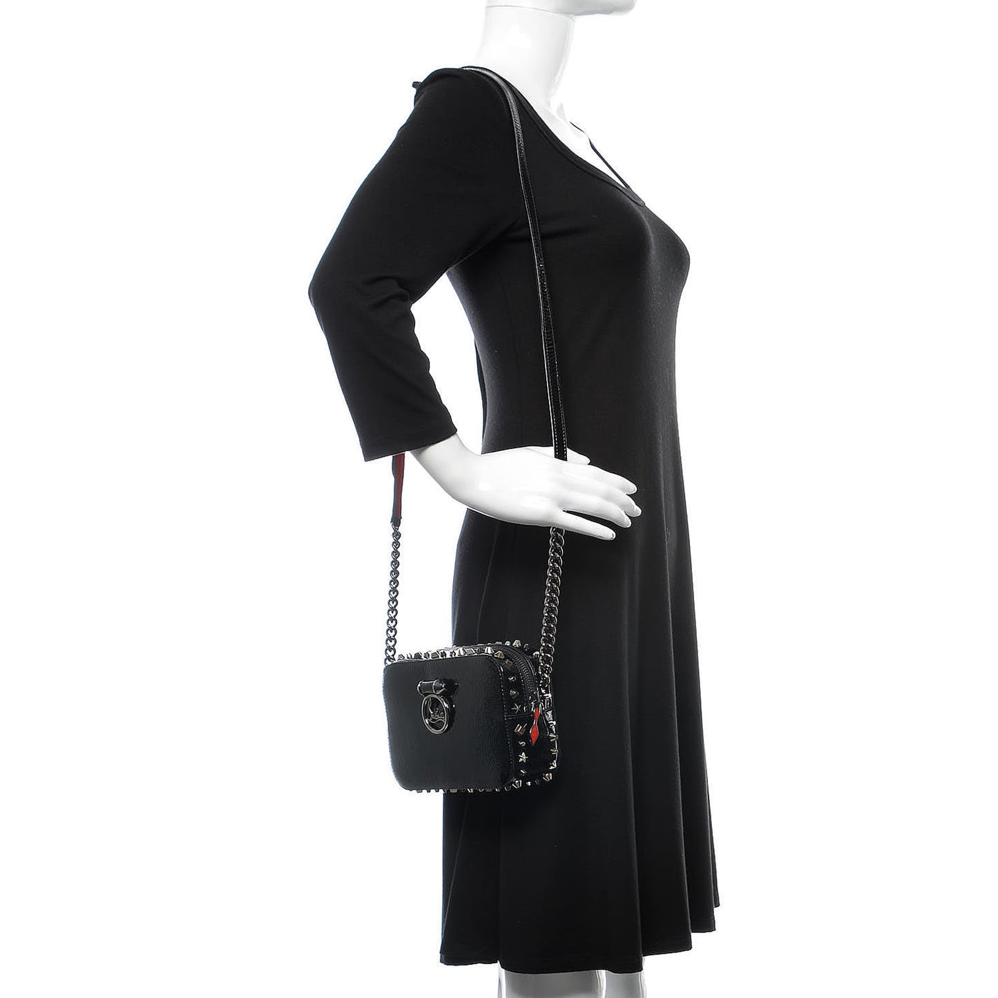 Vintage Trashmix Patent Spikes Mini Rubylou Crossbody Black
