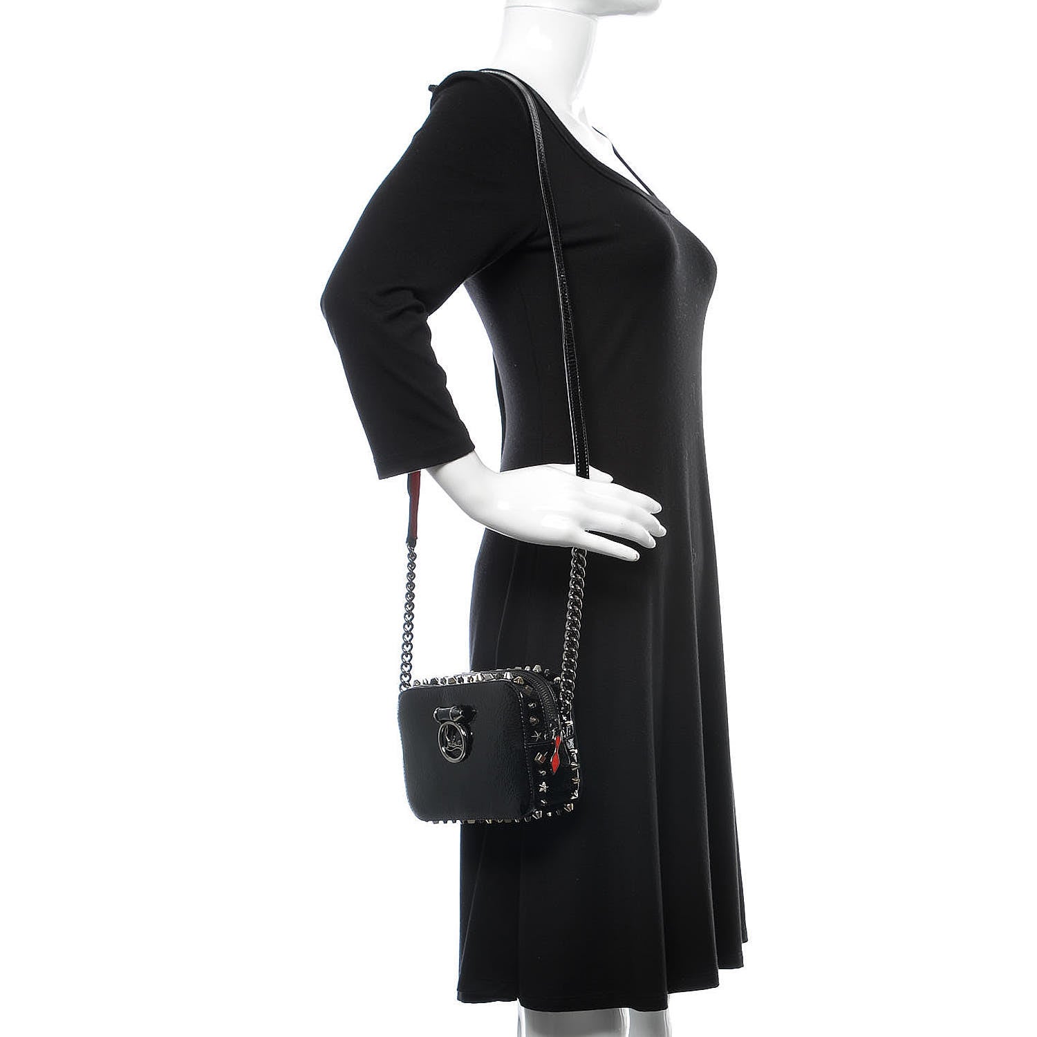 Christian Louboutin Vintage Trashmix Patent Spikes Mini Rubylou Crossbody Black 2 of 11