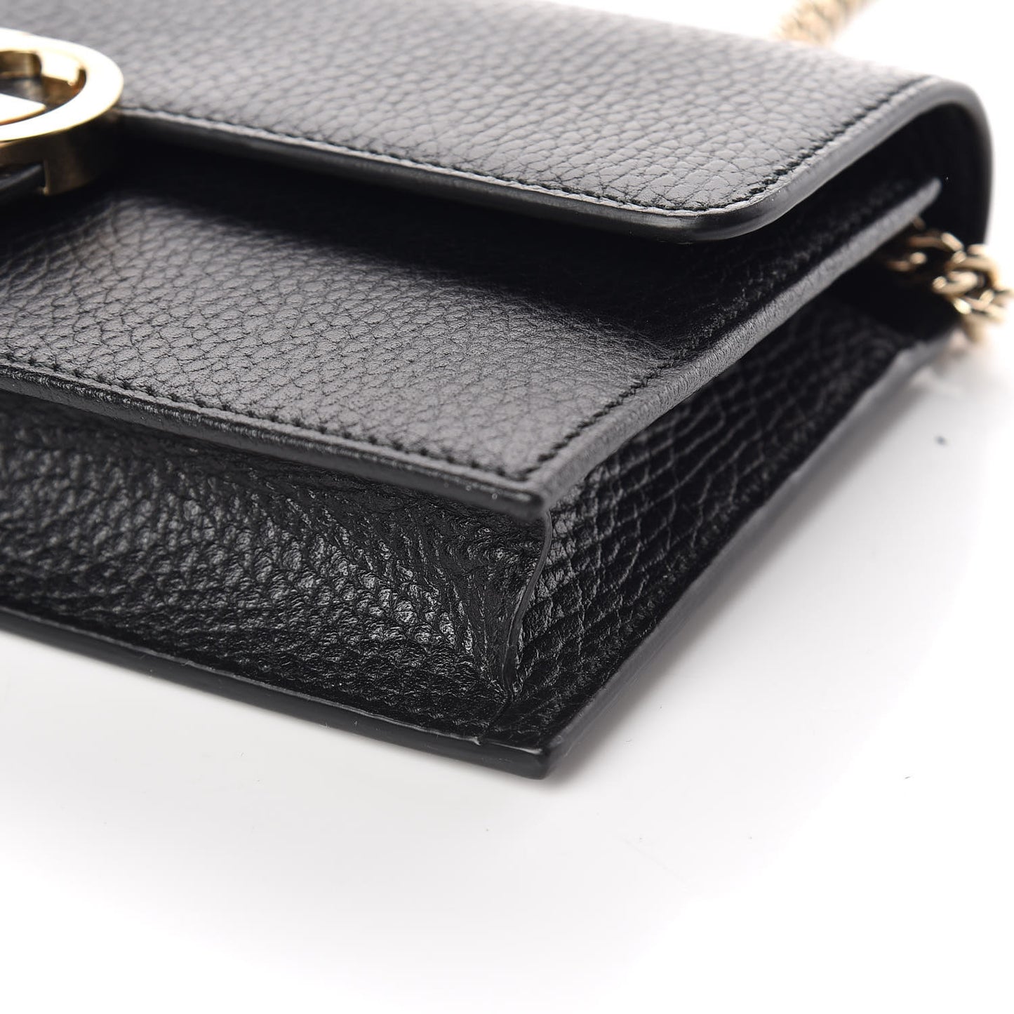 Dollar Calfskin Interlocking G Chain Wallet Black