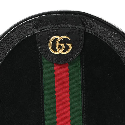 Gucci Suede Patent Web Mini Ophidia Round Shoulder Bag Black 8 of 11