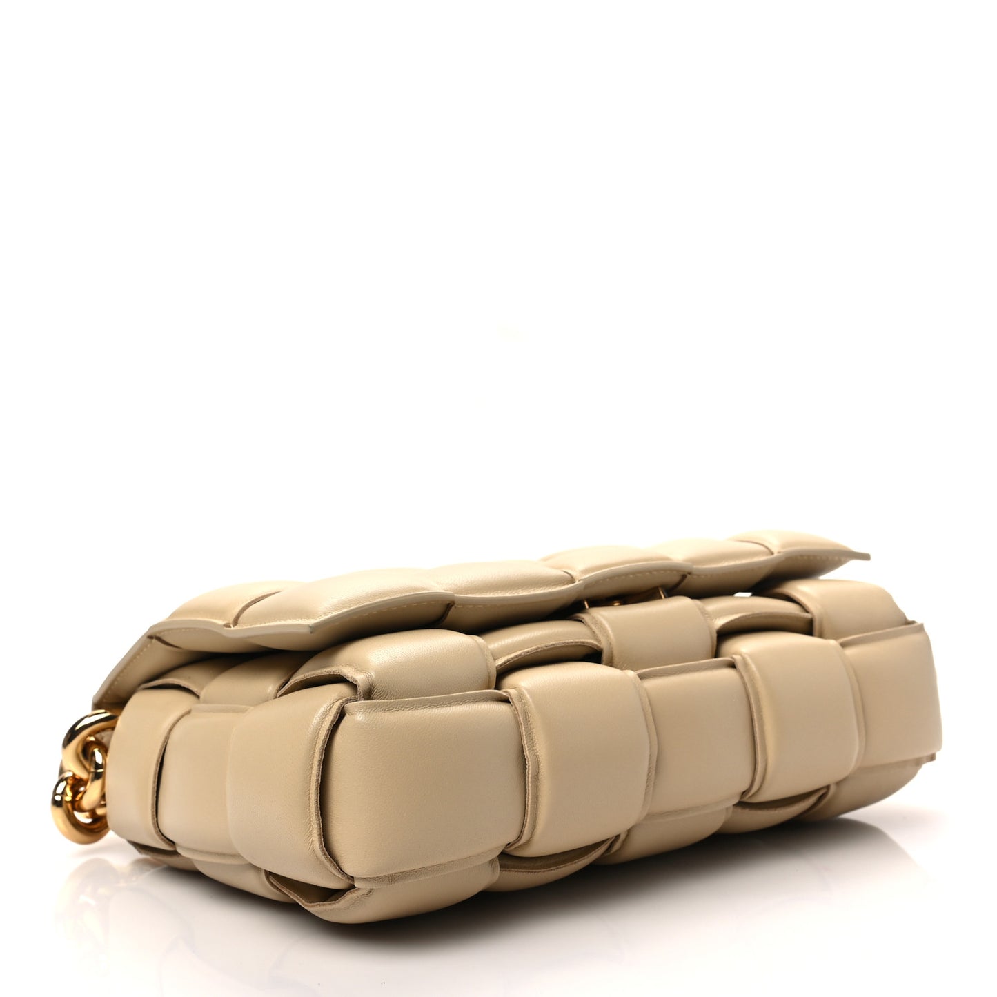 Lambskin Maxi Intreccio Padded Chain Cassette Crossbody Bag Porridge